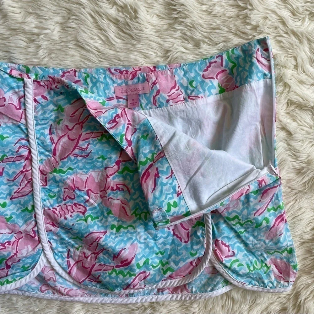Lilly Pulitzer skirt skort cala in lobstah roll mini colorful blue pink 0